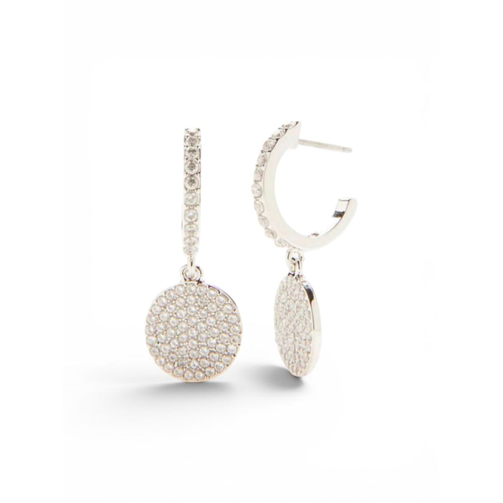 Kate Spade SHINE ON Dangle Round Pave Disc Earring Designer Jewelry Silvertone
